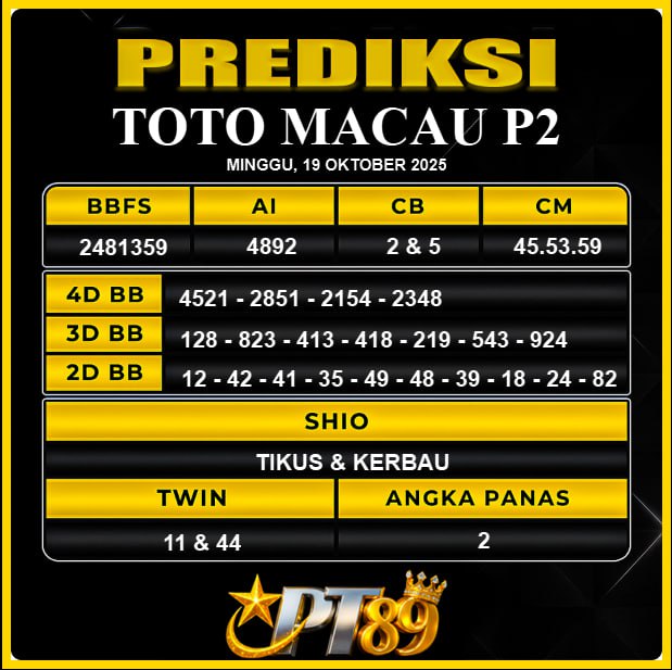 PREDIKSI TOGEL PT89	