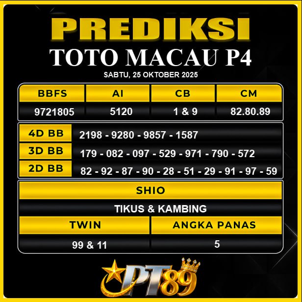 PREDIKSI TOGEL PT89	