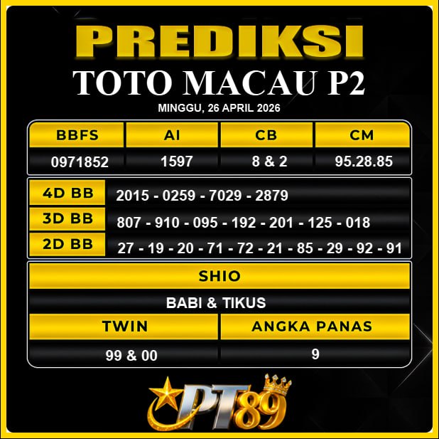 PREDIKSI TOGEL PT89